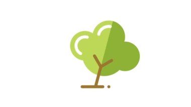 Beyaz arkaplanda Ağaç Canlandırılmış Simgesi.