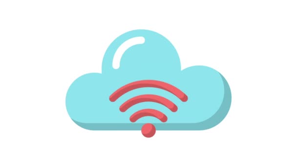 Wifi Cloud Computing Анимированный Значок Белом Фоне — стоковое видео