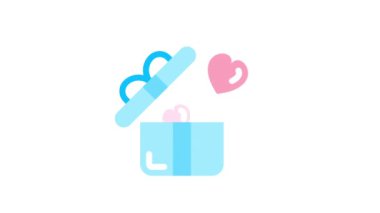 Hediye Kutusu, Sevgililer Günü beyaz arkaplanda canlandırma simgesi.