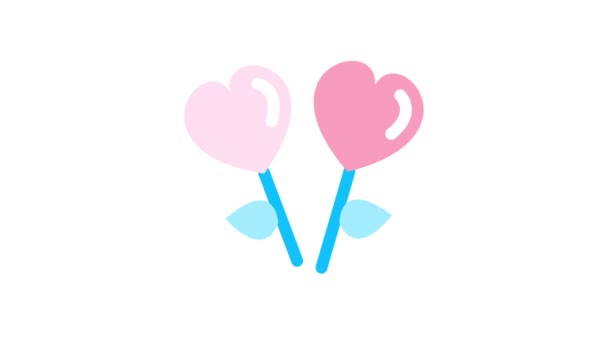 Herz Blumen Valentinstag Animiertes Symbol Auf Weißem Hintergrund — Stockvideo
