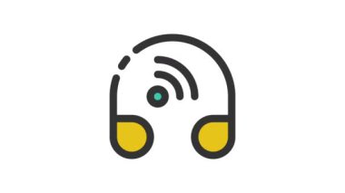 Kulaklık, Nesnelerin İnterneti beyaz arkaplanda canlandırılmış simge.