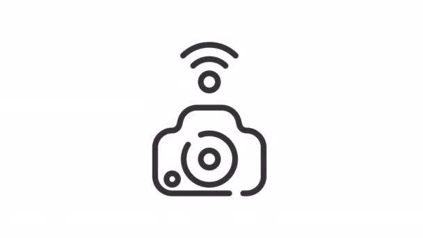 Camera Internet Things Geanimeerd Pictogram Transparante Achtergrond — Stockvideo