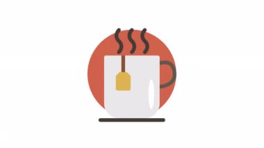 Çay fincanı, kahve dükkanı şeffaf arka planda canlandırılmış simge.