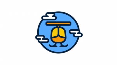 Şeffaf arkaplanda helikopter ve Ulaşım canlandırma simgesi.