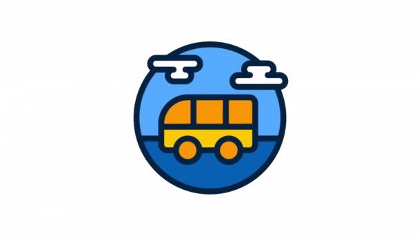 Bus Ikon Animasi Transportasi Pada Latar Belakang Transparan — Stok Video