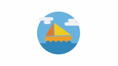 Yelkenli Teknesi ve Ulaşım simgesi şeffaf arkaplanda canlandırıldı.