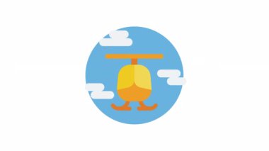 Şeffaf arkaplanda helikopter ve Ulaşım canlandırma simgesi.