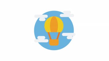 Sıcak Hava Balonu ve Ulaşım simgesi şeffaf arkaplanda canlandırıldı.