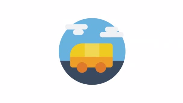 Bus Transportation Animated Icon Transparent Background — Stock Video