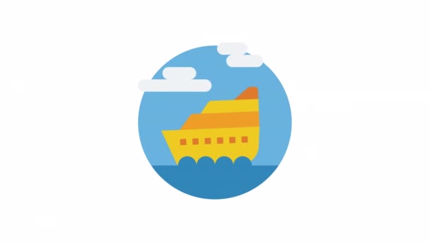 Crucero Transporte Icono Animado Sobre Fondo Transparente — Vídeos de Stock