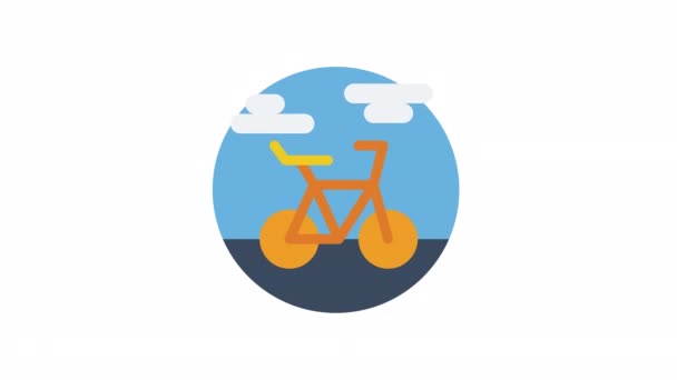 Bicicleta Transporte Ícone Animado Fundo Transparente — Vídeo de Stock
