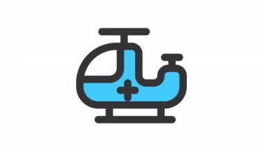 Helikopter, şeffaf arkaplan üzerinde hastane canlandırmalı simge.