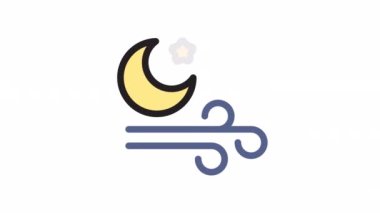 Rüzgarlı gece, şeffaf arkaplanda hava canlandırmalı simge.
