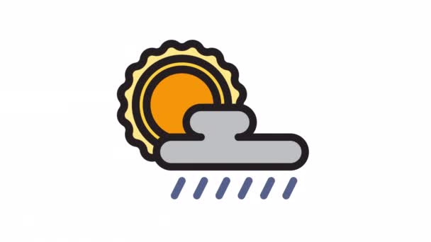 Ηλιόλουστο Και Βροχερό Καιρός Κινούμενο Εικονίδιο Διαφανές Φόντο — Αρχείο Βίντεο