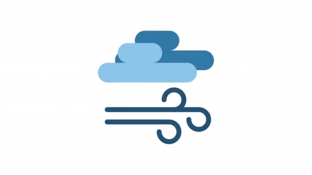 Ветрено Облачно Иконка Анимацией Погоды Прозрачном Фоне — стоковое видео