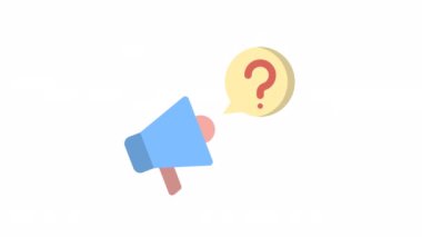 Şeffaf arkaplanda Soru, Sorular ve SSS canlandırmalı simgeyi duyurun.