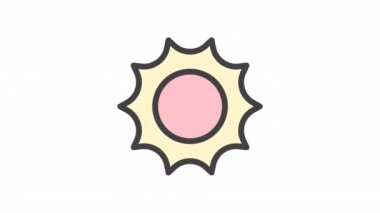 Şeffaf arkaplanda güneşli, Yaz canlandırmalı simge.