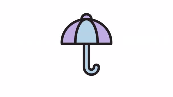 Paraply Spring Animerad Ikon Transparent Bakgrund — Stockvideo