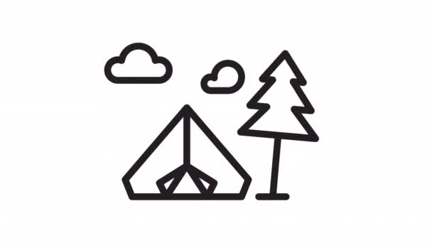 Camping Autumn Animated Icon Transparan Background — Stok Video