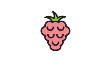 Ahududu, şeffaf arkaplanda meyve canlandırma simgesi.