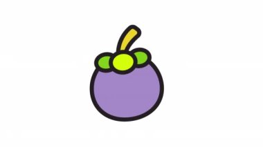 Mangosteen, şeffaf arkaplanda meyve canlandırma simgesi.