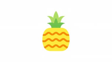 Şeffaf arkaplanda ananas ve meyve canlandırma simgesi.