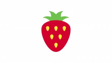 Çilek, şeffaf arkaplanda meyve canlandırma simgesi.