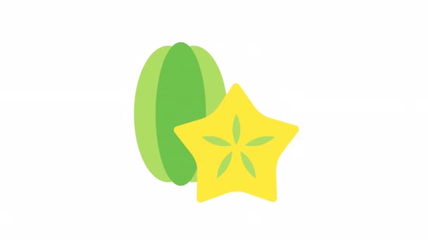 Star Fruit Ícone Animação Frutas Fundo Transparente — Vídeo de Stock