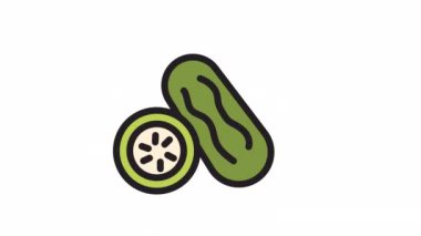 Salatalık, sebzeler şeffaf arkaplanda canlandırılmış simge.