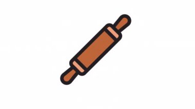 Saydam arkaplanda Rolling Pin, Fırın canlandırmalı simge.