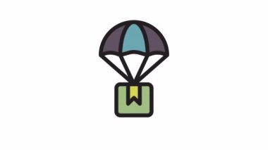 Paraşüt Teslimatı, Teslimat Servisi şeffaf arkaplanda simge canlandırdı.