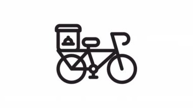 Bisiklet Teslimatı, Gıda Teslimatı Şeffaf arkaplanda canlandırma simgesi.