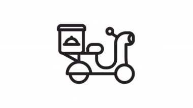 Motosiklet Teslimatı, Gıda Teslimatı Şeffaf arkaplanda canlandırma simgesi.