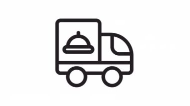 Teslimat kamyonu, Gıda Teslimatı şeffaf arkaplanda canlandırılmış simge.