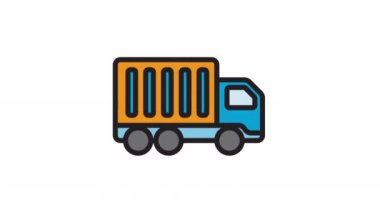 Kamyon, Ulaştırma Lojistiği şeffaf arkaplanda canlandırılmış simge.