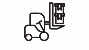 Şeffaf arkaplanda forklift, Ulaştırma Lojistik canlandırma simgesi.