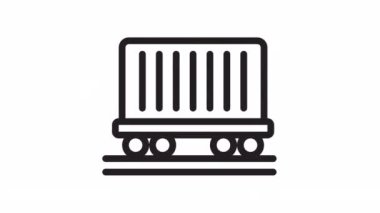 Şeffaf arkaplanda konteyner, Ulaşım Lojistik canlandırma simgesi.