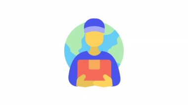 Teslimatçı, şeffaf arkaplanda Global Lojistik canlandırma simgesi.