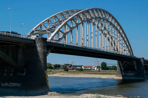 Nijmegen Nederländerna Augusti 2022 Waalfloden Waalbron Nijmegen Ligger Vattenindikatornivån Grund — Stockfoto