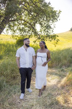 Mutlu bir çift, güneşli bir tarlada el ele yürür. İlk çocukları için heyecanlı bir şekilde hazırlanır. Aşklarını ve ebeveynlik maceralarını mutlulukla kutlarlar.