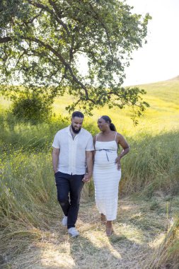 Neşeli hamile bir çift güneşli bir tarlada dolaşır, doğayı ve birbirlerini kucaklarlar, yazları güzelliği ve yaklaşan ebeveynliğin heyecanını kutlarlar, aynı zamanda değerli anılar yaratırlar.