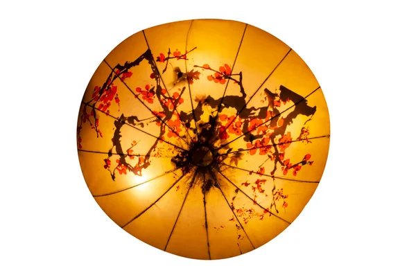 Süslü Çin Fenerleri Festivali Çin Kültürü Kaprisli Şemsiyeler Beyaz Arka — Stok fotoğraf