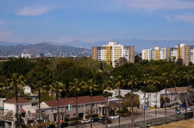 Kaliforniya ABD 17 Mayıs 2023 Los Angeles manzaralı film müzesinin gözlem güvertesi.