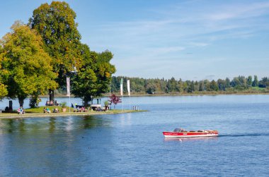 Autumn on Lake Chiemsee, which locals call the Bavarian Sea is the third largest lake in Germany. clipart