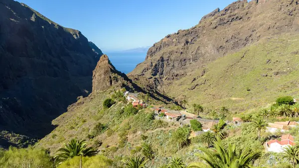 stock image Aerial view of famous Masca village in Teno mountans on Tenerife. Canary Isnalds, Spain