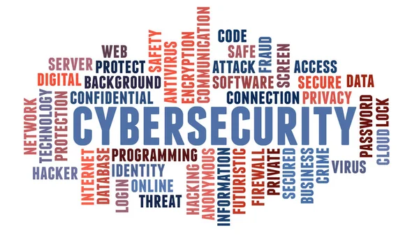 Cybersecurity Word Cloud Concept White Background ストック画像