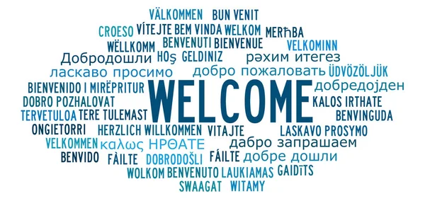 Welcome Different Languages Word Cloud Concept White Background Stockbild