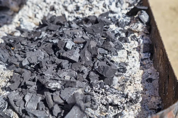 Burning Wood Grill Coals Used Roasted Pig — Stock Photo, Image