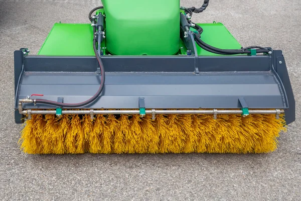 Rotary Broom Attachment Street Sweeper Yellow Brushes — Stock Photo, Image