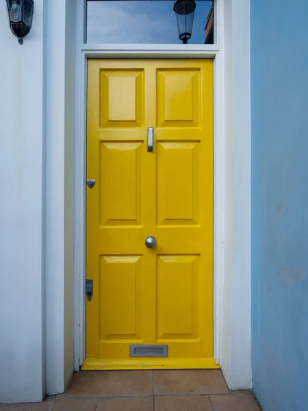 stock image Brightly coloured traditional English house door in London. High quality photo